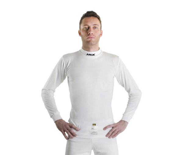 Model in White HRX Nomex Racer Undergarment - Frontal View