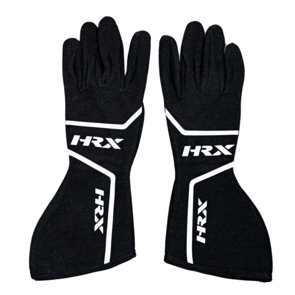 Bird's Eye View of Black HRX Tutor Gloves, Knuckle Side
