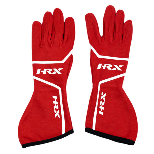 Bird's Eye View of Red HRX Tutor Gloves, Knuckle Side